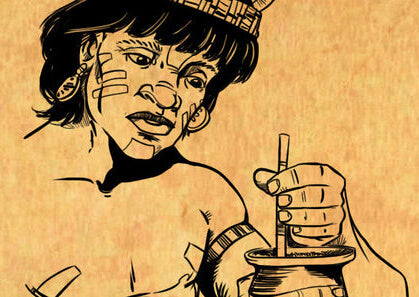 Indigène Guarani en train de boire un maté traditionnel